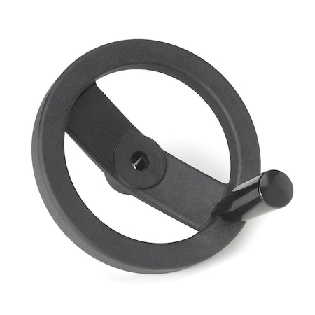 Morton 6" Aluminum Handwheel with Fold-Away Revolving Handle, 1/2" Bore, Black Powder Coated HW-52A
